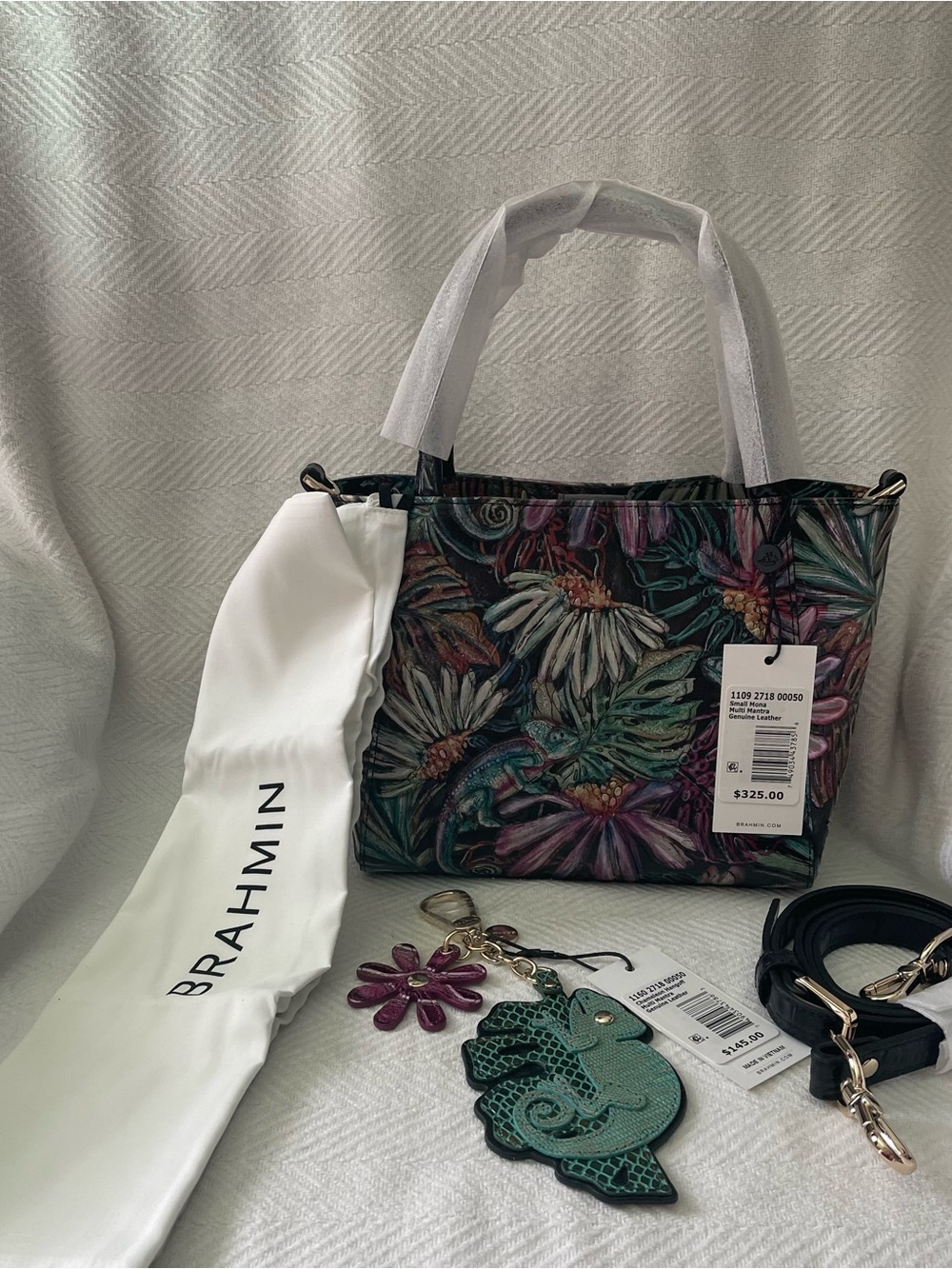“NWT Brahmin Small Mona Multi Mantra + Matching Bag Charm”